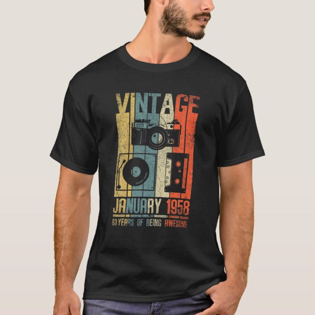Januari 1958 T 63-åring 1958 Birthday Gift Shirt (Framsida)