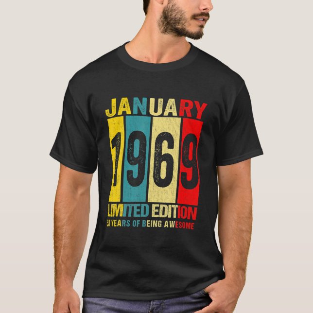 Januari 1969 Begränsad utgåva 53 år av Awe T Shirt (Framsida)