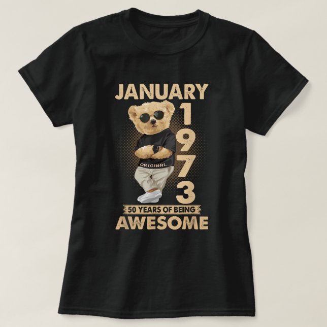 Januari 1973 50 Födelsedag 2023 50 år T Shirt (Design framsida)