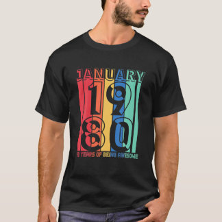 Januari 1980 42 års ålder av Fantastisk Vintage 42 T Shirt