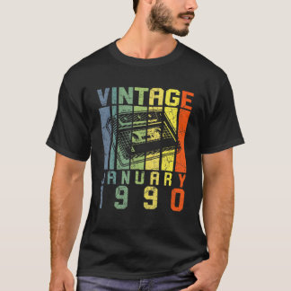 Januari 1990 Retro Vintage 32 Födelsedag 32 År Gam T Shirt