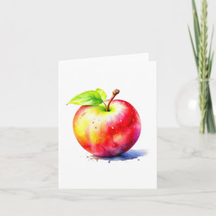 Januari 1 Apple Ge Day D - Vattenfärger Kort