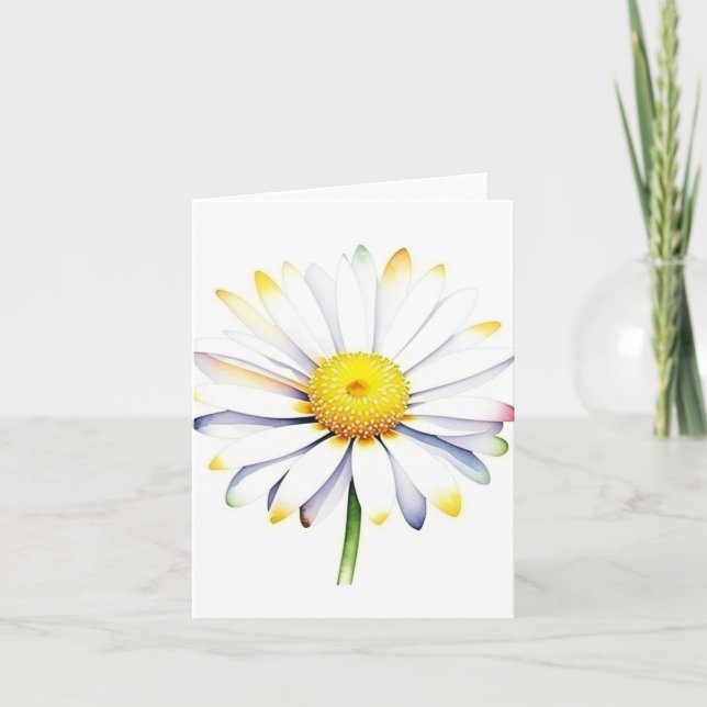 Januari 1 Daisy Dag A - Vattenfärger och penna Kort (Framsida)