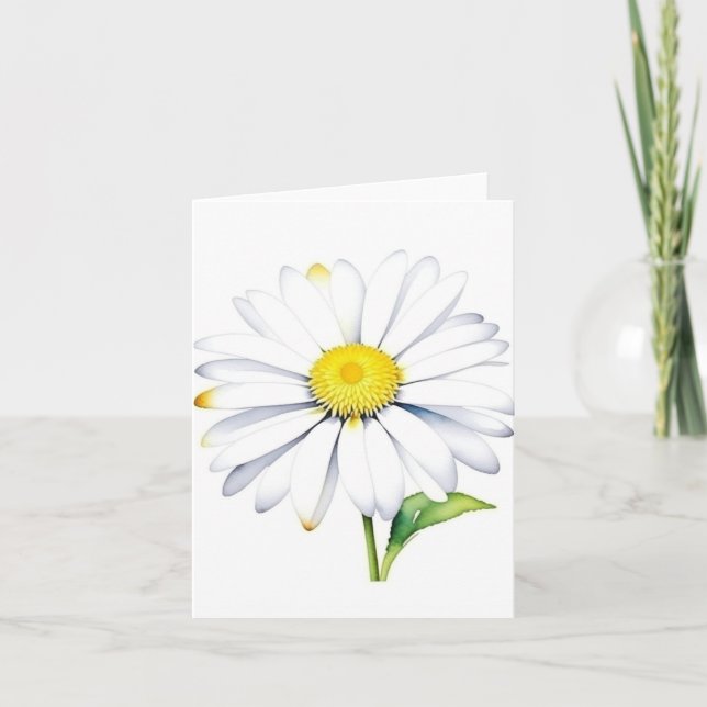 Januari 1 Daisy Dag C - Vattenfärger och penna Kort (Framsida)