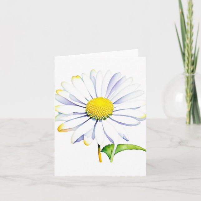 Januari 1 Daisy Dag D - Vattenfärger och penna Kort (Framsida)