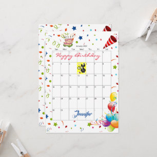 Januari 2022 Kalender Glad födelsedag inbjudan