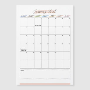 Januari 2025 Magnetisk kalender