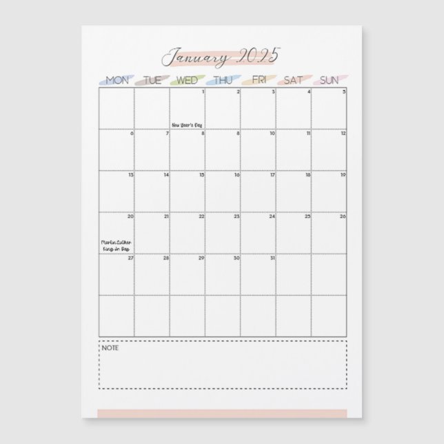 Januari 2025 Magnetisk kalender (Framsida)