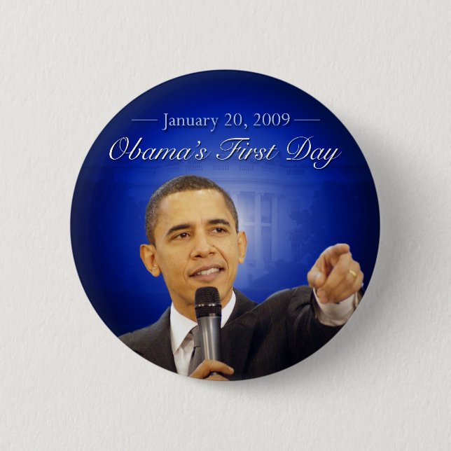 Januari 20: Obamas knäppas första dag Knapp (Framsida)