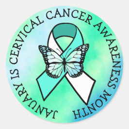 Januari är cervix Cancer Awareness Month Runt Klistermärke