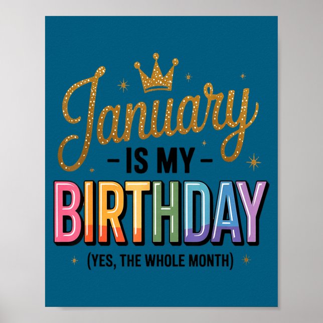 Januari är min födelsedag ja hela månaden  poster (Framsidan)