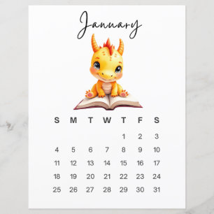 Januari Baby Dragon Konsttryck Whimsical Fantasy