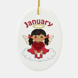januari Birthstone Angel Black Julgransprydnad Keramik