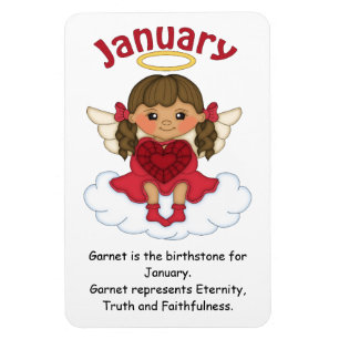 januari Birthstone Angel Brunette Premium Magnet