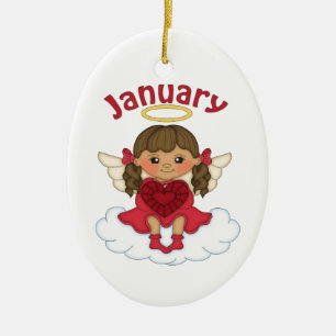 Januari Birthstone ängelbrunett Julgransprydnad Keramik