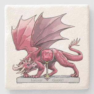 januari Birthstone Dragon - Garnet Stenunderlägg