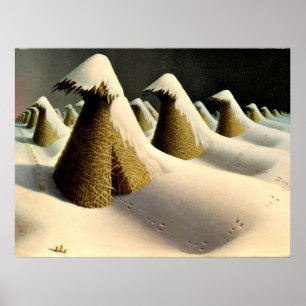 Januari, bra konst av Grant Wood Poster