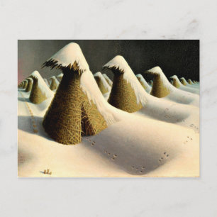 Januari, bra konst av Grant Wood Vykort