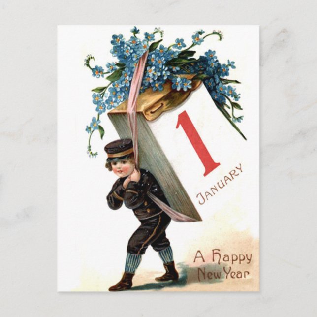 Januari: Den första kommer Vykort (Framsida)