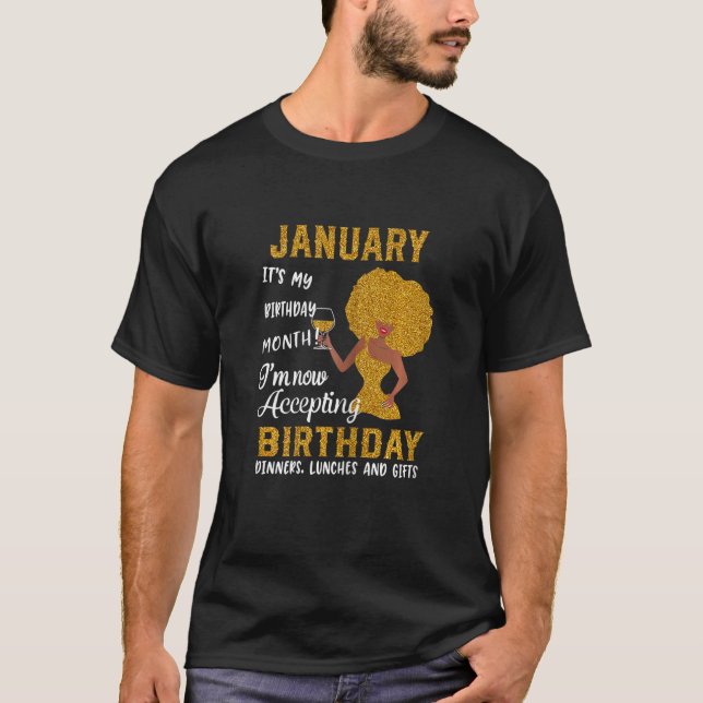 Januari Det är min födelsedag jag accepterar B T Shirt (Framsida)