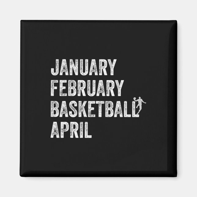 Januari februari Basketball April Roligt Basketbal Magnet (Framsidan)