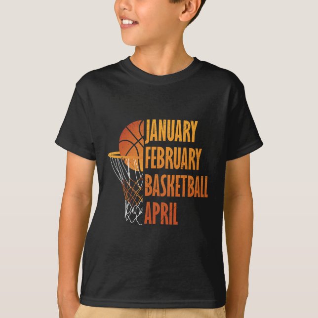 Januari februari Basketball April Roligt Retro App T Shirt (Framsida)