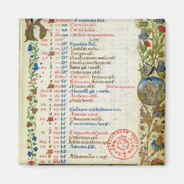 januari; figurer äter och dricker magnet (Framsidan)