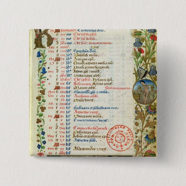 Januari; figurer som äter och dricker knapp (Framsida)