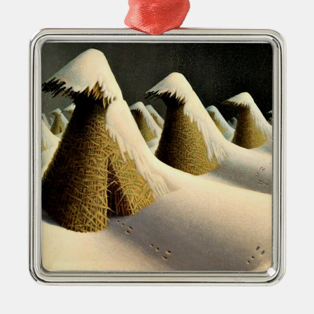 Januari, finkonst av Grant Wood, Julgransprydnad Metall (Framsidan)