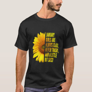 Januari Flickor Kvinnors födelsedag Sassy Sunflowe T Shirt