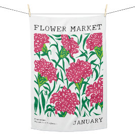 Januari FLOW Grönt och Rosa Carnation Kökshandduk