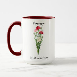 Januari Flower Carnation & Snowdroppe Mugg