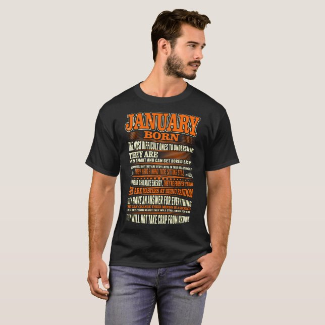 Januari födda svåra som förstår tshirten tröja (Hel framsida)