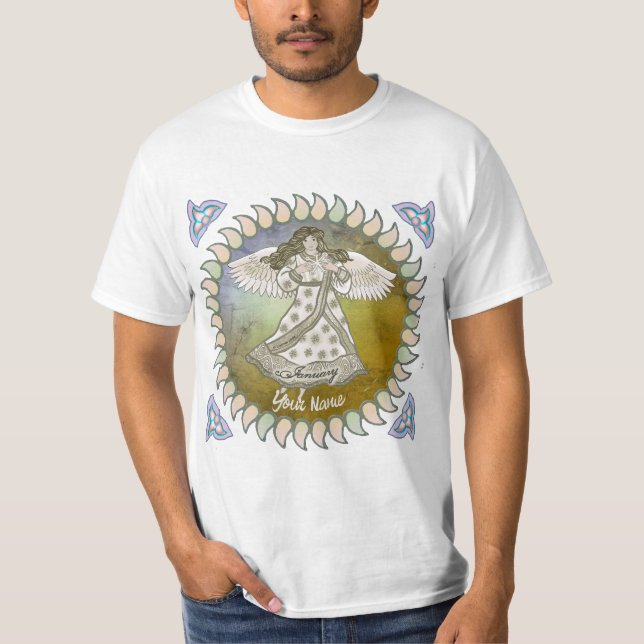 Januari födelsedag lilja ängel  t shirt (Framsida)