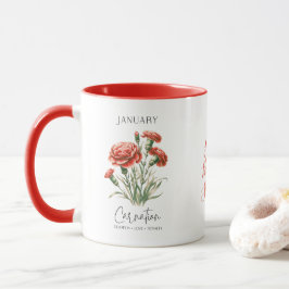 Januari Födelsemånad Blomma Nejlika Födelsedagspre Mugg