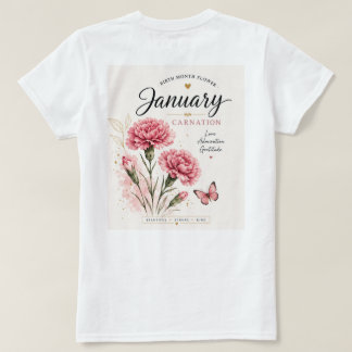 Januari Födelsemånad Blomma Nejlika Kvinnors Flora T Shirt