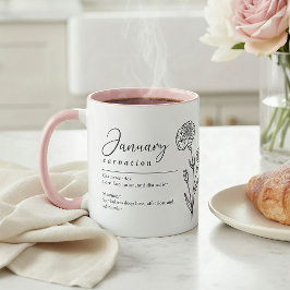januari födelsemånad blomma nejlika minimalistisk mugg