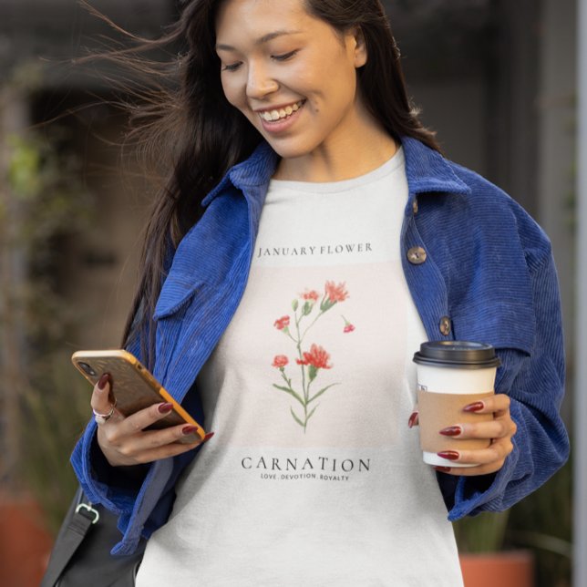 januari födelsemånad blomma t shirt (January Birth Month Flower T-shirt. Carnation Flower T-shirt.)