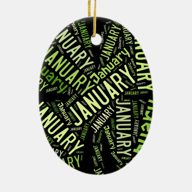 Januari Fyrklöver Julgransprydnad Keramik (Baksidan)