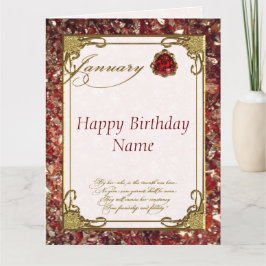 Januari Garnet Birthstone 8.5X11 Birthday Kort