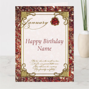 Januari Garnet Birthstone 8.5X11 Birthday Kort