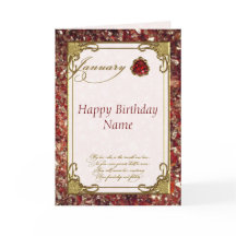 Januari Garnet Birthstone Birthday Card