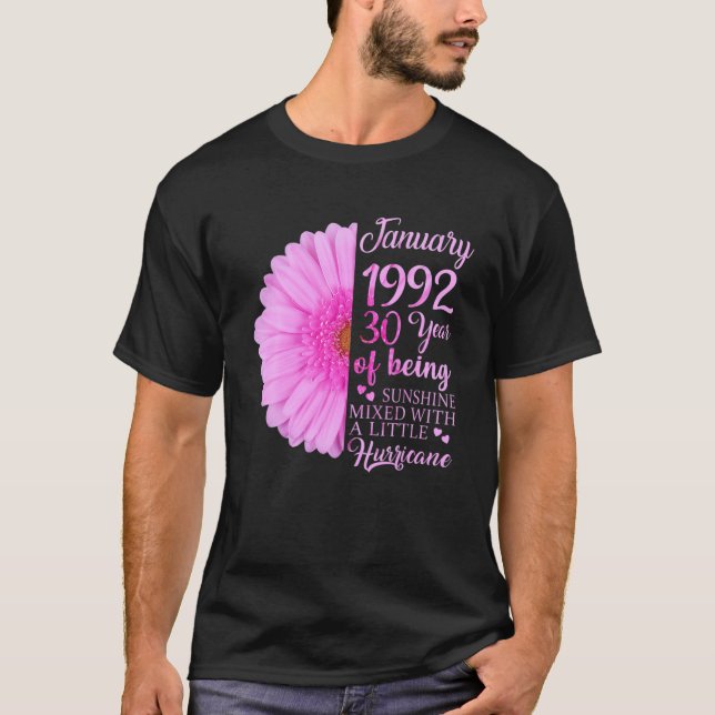 Januari Girl 1992 T 30 Years Old 30års födelsedag  T Shirt (Framsida)