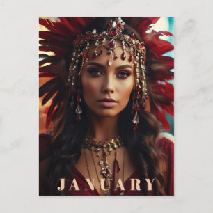 *~* JANUARI Huvudbonad GARNET AP53 Boho Vykort