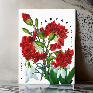 januari månad blommor snödroppe nejlika vykort