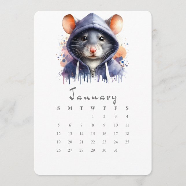 Januari-stilla-Ensamen Kalendermus Stänk Art Meny (Framsida)