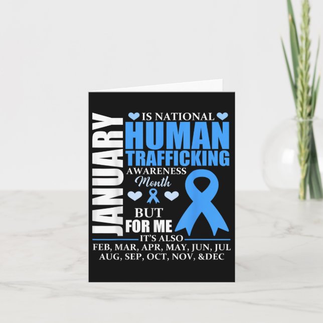 Januari Vi Bära Blue Ribbon Human Trafficking Awar Kort (Framsida)
