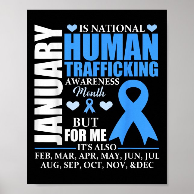 Januari Vi Bära Blue Ribbon Human Trafficking Awar Poster (Framsidan)