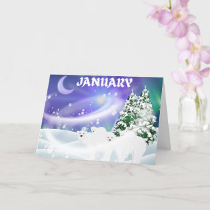 Januari Vinter Välkomstkort Kort