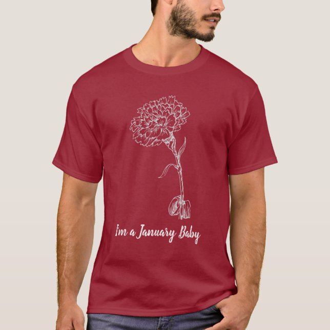 Januaridrottning - Nejlikafödelsedagsblomma  T Shirt (Framsida)